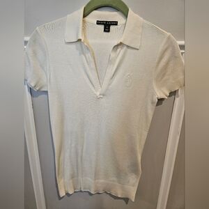 Ralph Lauren Cream Knit Polo V-Shirt Size XS